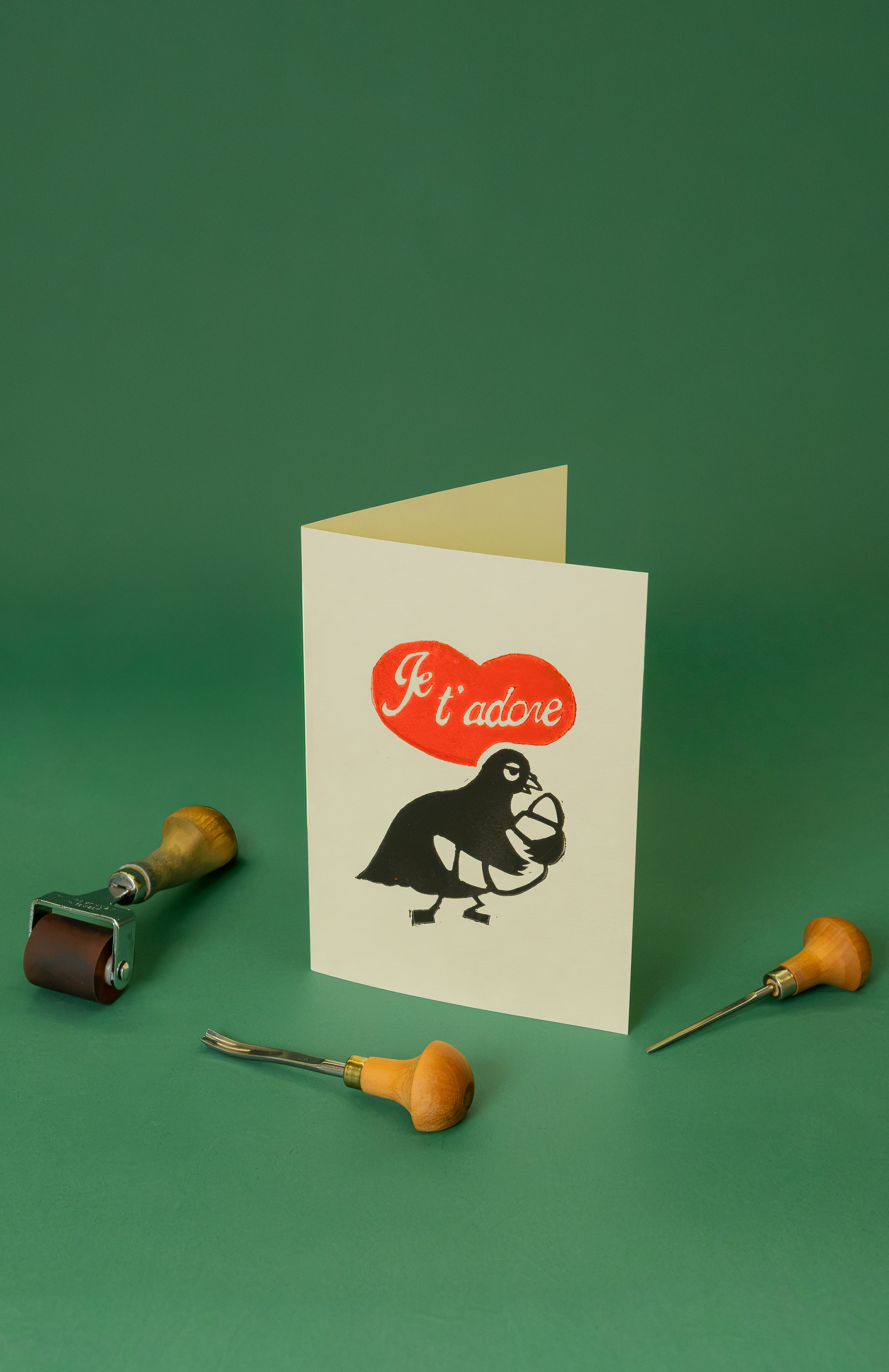 Pigeon croissant A5 card