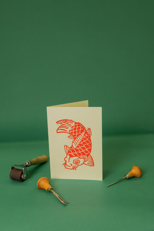 Japanese koi fish A5 card