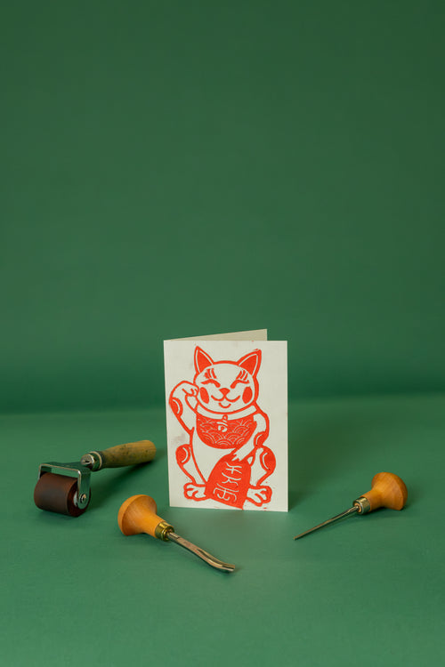 Lucky cat (Maneki Neko) A6 card