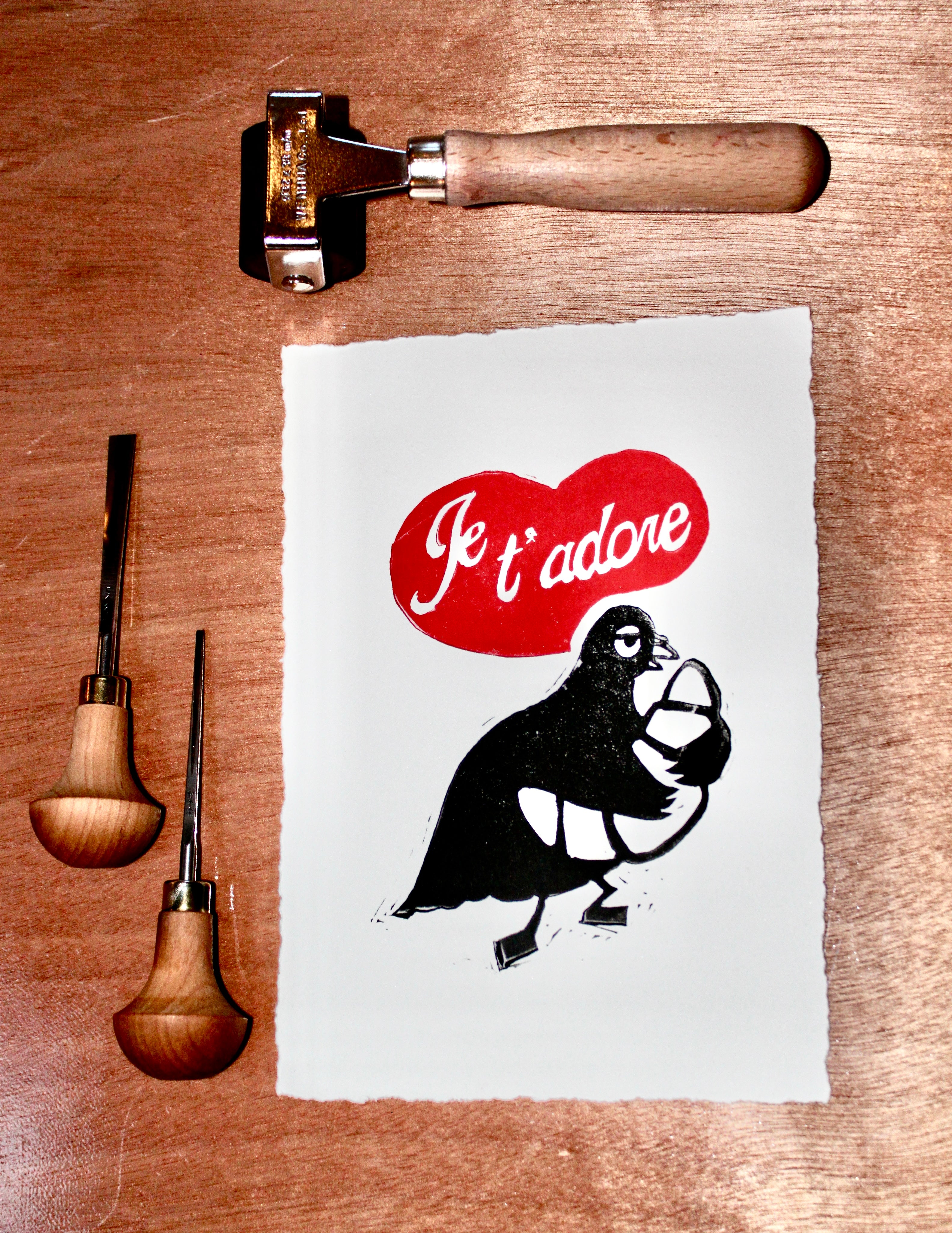 Pigeon croissant A5 print